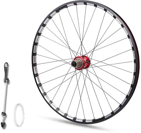 MirOdo Mountainbike-Laufradsatz 26/27,5/29 Zoll Doppelschichtfelgen Aus Aluminiumlegierung 32-Loch-Lager Scheibenbremsnaben Schnellspanner 100/135mm Vorder/Hinterräder Für 8–11 Gänge(Black/Red,26/Rea