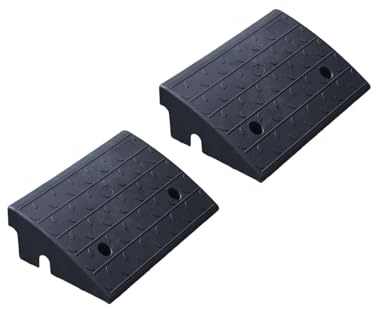 ZincOrange Rampetta Porta Piastra Portatile, Rampa in Gomma per Bordo Stradale ad Alta Capacità con Carico Massimo di 5 Tonnellate per Biciclette, Sedie a Ruote, Veicoli e Moto (12.5cm H, pezzi, 4)