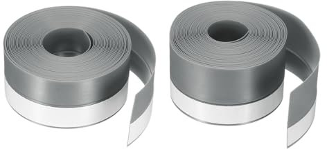 sourcing map 2pcs Weather Stripping Door Seal 16.4ft x 35mm 16.4ft x 45mm TPE Seal Strip for Door Adhesive Tapes Window House Shower Glass Gaps, Grey