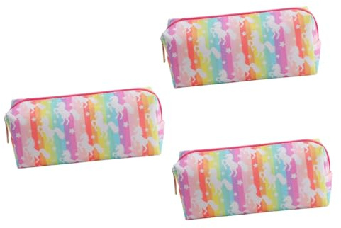 DIYEAH 3 Stück Aufbewahrungstasche für Schreibwaren Schminktasche Blumen süße Tragetasche federmäppchen Stift aufbewahrung Bleistifttasche mit Reißverschlussdesign Stoff