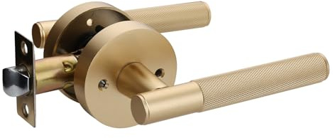 Litlheim Passage Knurled Gold Color Door Handle - Durable, Stylish Interior Lever for Bedrooms & Bathrooms - Modern Design & Functionality