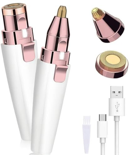 Épilateur Visage pour Femmes, Epilateur sourcils Electrique Femme, 2 en 1 Rechargeable Epilateur Sourcil Femme, Tondeuse à Sourcils, pour le visage et le corps avec Lumière