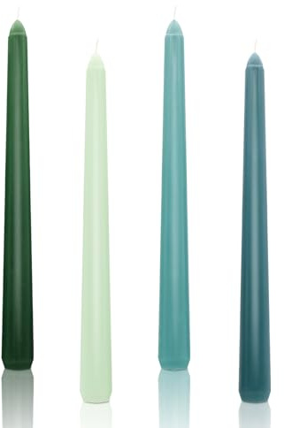 Tapered Dinner Candles, 10'' Gradient Candle Sticks, Non Drip Odourless 7 Hour Burn Time for Wedding Halloween Christmas Home Birthday Party Decor 4Pcs (Green Tapered Candles)