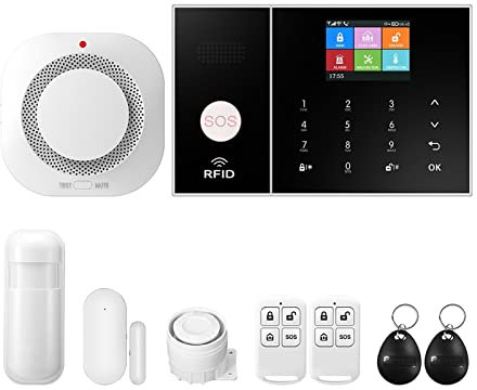 Système de sécurité domestique, Système d'alarme de vie intelligent for la maison GSM hôte d'alarme de sécurité avec porte et capteur de mouvement Tuya App Control Work(Q)