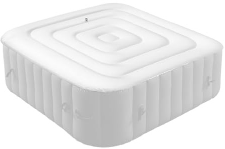 Couvercle De Bain À Remous Gonflable, Couvercle Gonflable pour Spa Rond, Baignoire Carrée en PVC Couvercles Spa Isolés avec Poignée, Isolation Thermique Pliable pour Spa