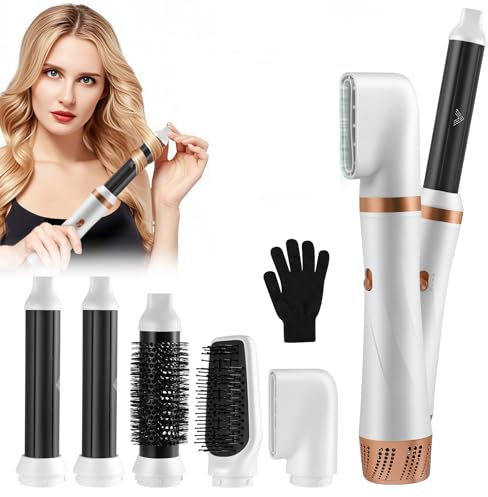 5 in 1 Hair Styler, 60000 RPM Hot Air Brush & Ionic Hair Dryer for Hair Styling, Magic Styler with Auto Air Curlers, Hair Straightener Brush, Round Brush, Hot Air Styler for Women, Fast Drying, All Ha