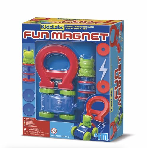 4M KidzLabs Lustige Magnetwissenschaft | STEM Lernspiel | Magnetische Experimente für Kinder 5+ | Lustiges Magnetlabor mit Zubehör