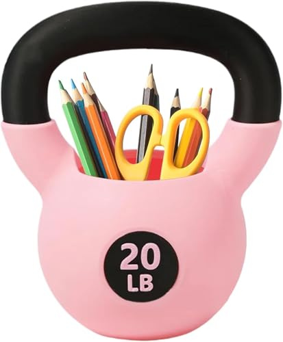 TYUIOP Rosa Kettlebell Stifthalter 18,7 cm - Gym Desk Zubehör | Niedliche Fitness-Thema Schreibtischorganizer | Bürobedarf-Aufbewahrung für Heimbüros & Enthusiasten