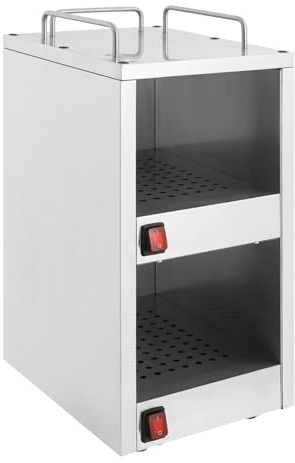 DCSYOG Tassenwärmer für Gastronomie, 2 Fächer getrennt regelbar, Edelstahl Tassenwärmeschrank bis 75°C, Kommerzieller Wärmeschrank 25 x 32 x 55.5cm