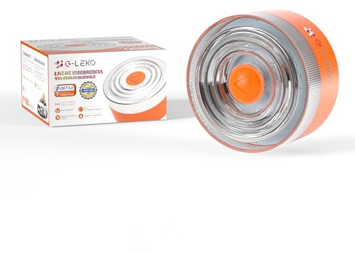 G-LEKO Luz Emergencia Baliza V16 HOMOLOGADA DGT 3.0 Obligatorio 2026. Geolocalización con Datos Incluídos hasta 2038. Señal V-16 Luz LED Mayor Visibilidad >1km y 360° con Base Imantada. (2, Naranja)