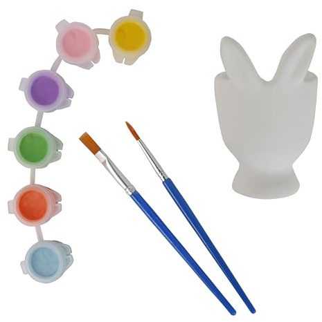 Talking Tables Juego de 2 hueveras de Pascua de cerámica para pintar tus propias manualidades creativas para niños, familia, mesa de Pascua, divertidas decoraciones pintables a mano, juego de recuerdo