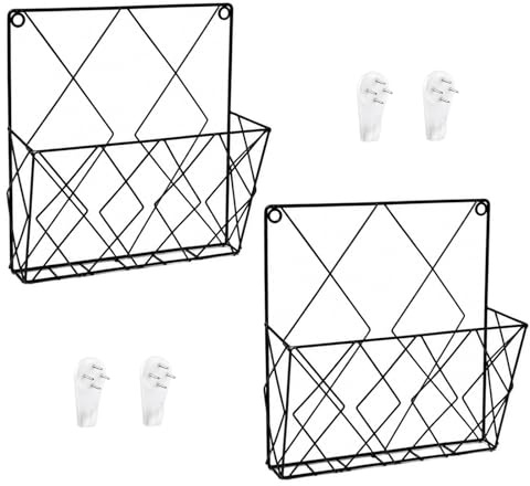 Keboyoe 2 Pzs Revistero de Pared de Hierro Forjado Organizador Periódicos | Montaje en Pared Revistero Montado en la Pareds Soporte para Revistas para Revistas Periódicos y Libros- Negro(26*25*3cm)