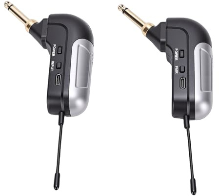 TIKATARER Microfono Wireless per Strumenti Musicali, Microfono con Pickup a 360 Gradi con Portata di 30 M, Ricevitore e Trasmettitore, Ideale per Chitarra Elettrica, Basso, Violino, Tromba e Tastiera
