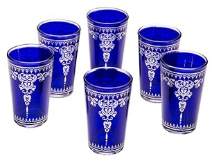6er Set Marokkanische Teegläser Marrakesch Grün Gläser aus Glas 9 cm