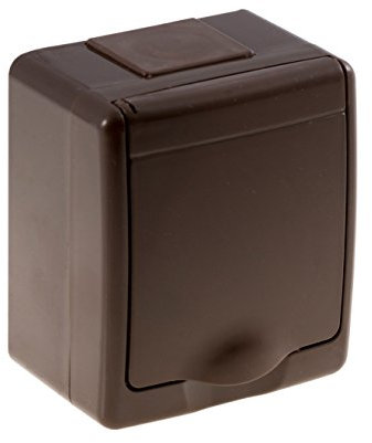 Aufputz-Steckdose 1-fach mit Klappdeckel IP44 braun, selbstdichtend
