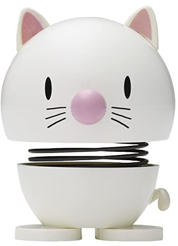 Hoptimist Cat – Wobbly Figure Decoration for Cat Lovers and Animal Enthusiasts – Scandinavian Desk and Office Gadget – Fun Gift Idea for Pet Owners and Collectors – 7.3 x 5.9 cm – White