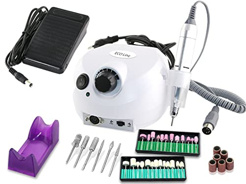 Fußpflegegerät und Maniküreschleifer Fräser-Set mit starken 30.000 U/min | Nagelfräser mit einem Fußpflege- & Nagelpflege-Set. Kombigeräte-Set mit Edelkorund Schleifer & Polierer zur Maniküre-Pflege