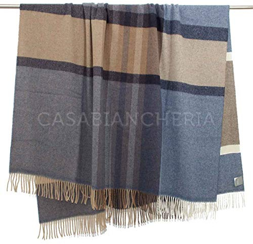 Somma Plaid di Lana Merino Grenoble-Blu