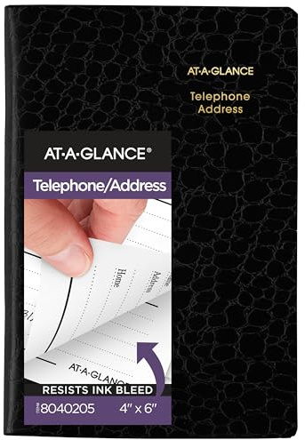 AT-A-GLANCE Carnet de téléphone et d'adresses, plus de 600 entrées, 10,2 x 15,2 cm, designer, la couleur peut varier (8040205)