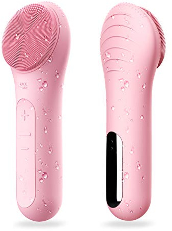 NågraCoola CLIE Facial Cleansing Brush, Waterproof and Rechargeable Electric Face Scrubber for Men & Women, Exfoliating, Massaging, and Cleansing - Pink