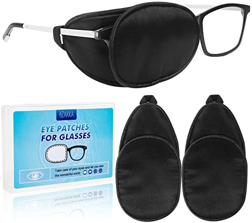 eZAKKA Eye Patches for Adults Kids, Eye Patch for Glasses, Medical Soft Eye Patch for Lazy Eye Amblyopia Strabismus and After Surgery (Black+Black)