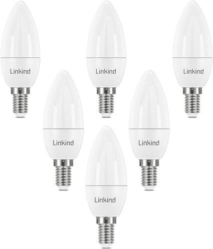 Linkind LED E14 B35 Kerzenlampe 4.9W, ersetzt 40 Watt Lampe, 500Lm 5000K Kaltweiß E14 LED Kerze Birne, nicht Dimmbar, 6er Pack