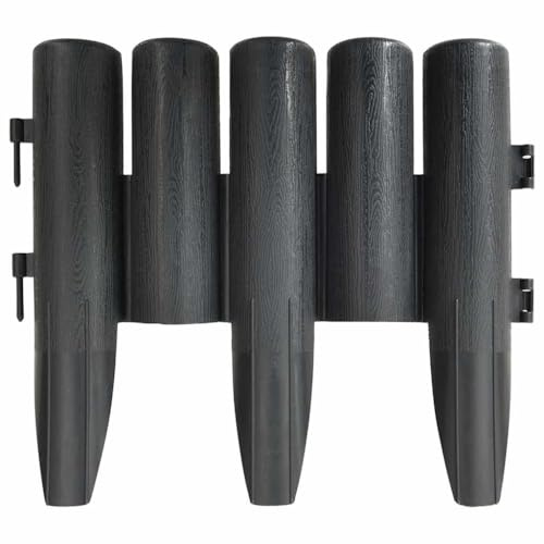 vidaXL 36x Rasenkante Blockdesign Gartenpalisade Beeteinfassung Mähkante Beetumrandung Beetbegrenzung Raseneinfassung Palisade Anthrazit 10m PP