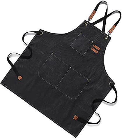 Heavy Duty Canvas Apron, Blacksmith Woodworking Welding Workshop Apron, Multi-pocket Design, Comfortable and Wearable, 68cm x 74cm, Black