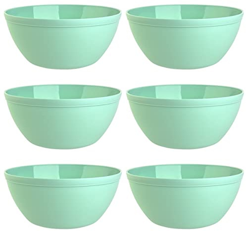 Engelland Lot de 6 bols à céréales, à dessert, à salade, à soupe, à riz, couleur menthe, en plastique sans BPA, grand 900 ml