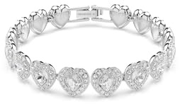 Swarovski x Ariana Grande Pulsera, Tallas mixtas, Presenta un Círculo Completo de Cristales en Forma de Corazón, Pavé transparente, Baño de rodio, Blanca