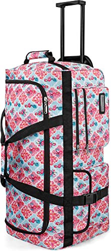 Leichte robuste Sport und Reisetasche 80-120 Liter - Trolley wasserabweisend reißfest leicht zu reinigen - 2 Rollen verstärkter Boden Farbe Hellrosa / 80 Liter