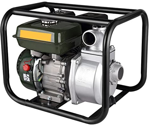 Motopompa a Scoppio Motore a Benzina 4 Tempi Autoadescante (7,5 CV, 100m Altezza Massima dell'Acqua) Pompa d'Acqua a Benzina per Giardinaggio Ed Irrigazione Piscina,Black-2inch