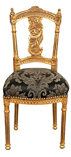 Biscottini Sedie luigi XVI 90x40x45 cm | Sedia stile francese anticata oro | Poltroncina camera da letto | Sedie stile barocco
