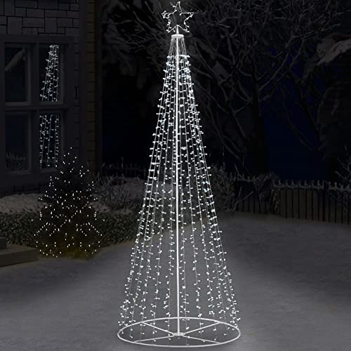 BAKAJI Albero di Natale Luminoso 340 CM Led Luci con Giochi di Luce Struttura in Metallo Decorazione Natalizia Design Minimal Artificiale Arredamento Natalizio Addobbo (BIANCO FREDDO)