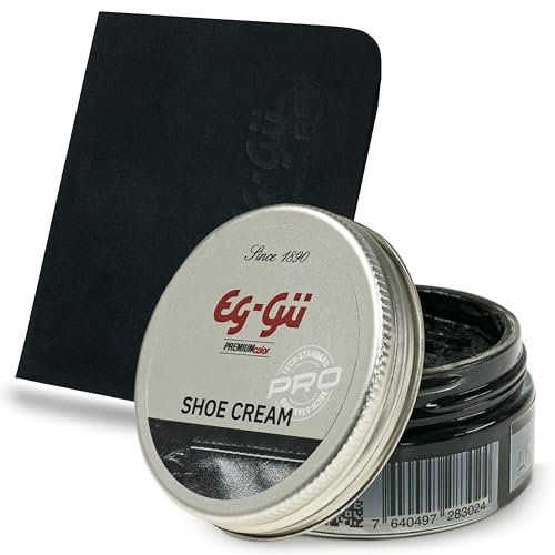eg-gü Premium Color Schuhcreme Schwarz - Lederpflege Schuhe Set 50ml - Reinigt, Pflegt, Schützt & imprägniert Lederschuhe mit natürlichem Bienenwachs - Schuhpflege Leder inkl. Leder Schuhputztuch