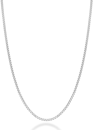 Miabella Italian 925 Sterling Silver Solid 2mm Round Box Chain Necklace for Women Men, Made in Italy (sterling silver, Length 18 Inches)