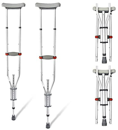 Faltbar Achselkrücken, HöHenverstellbare Achselgehstütze für Erwachsene, Orthopädische Krücken, Abnehmbar, 1 Paar