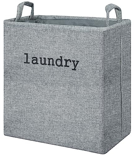 BELLE VOUS Panier à Linge Pliable en Tissu - Bac Linge Sale 35 L avec Poignées de Transport - Corbeille Linge Sale Portable pour Chambre, Salle de Bain ou Buanderie - Gris