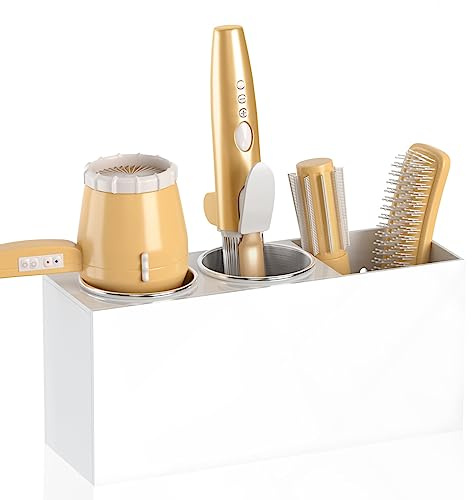 NIUBEE Wall Mount Hair Styling Tool Organizer - Bathroom Cabinet Holder for Blow Dryers, Flat Irons, Curling Irons - White