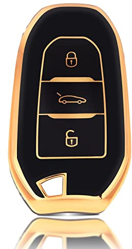 OFFCURVE Autoschlüssel Hülle Schlüsselhülle, Schlüsselcover Schlüsselgehäuse Schutzhülle 3 Tasten Passt für Peugeot 3008 5008 208 308 408 508 307 Citroen C1 C3 C4 C5 Grand Picasso DS3 DS5 Cactus C3XR