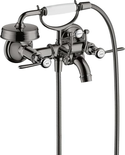 hansgrohe AXOR Montreux 2-Griff-Wannenarmatur Aufputz, Hebelgriffe, Ausladung 220mm, Farbe: Polished Black Chrome