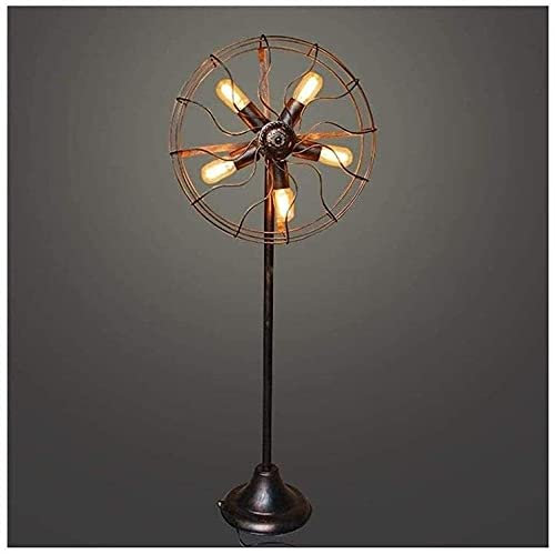 Eye-caringLampe de table chambre salon lampe lampadaire personnalisé industriel rétro ventilateur forme métal cage salon chambre salle de lecture avec lampadaire bronze lampadaire 5 lumières funky