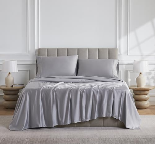 Linen Closet Set di lenzuola in cotone egiziano a 1000 fili, 4 pezzi, per letto king size, argento morbido