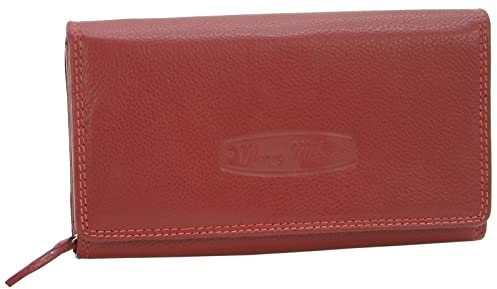 Money Maker - Damen Leder Geldbörse - Großer Geldbeutel für Frauen - Portemonnaie mit RFID-Schutz, rot