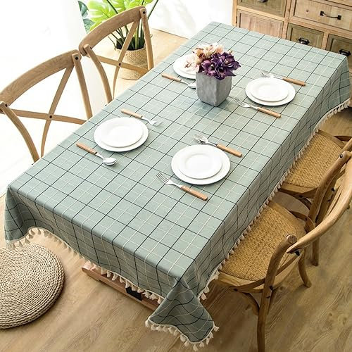 XQSSB Tischdecke Tischwäsche Tischtücher Wasserabweisend Cotton Linen Tischdecke Wachstuchdecke Green 140 × 140cm