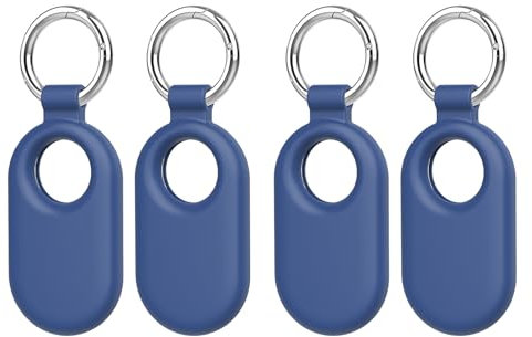 Maectech Tracker Holder Compatible for Samsung Galaxy SmartTag2 Accessories Tag Keychain Ring Item Finders Case Pack of 4 - Blue