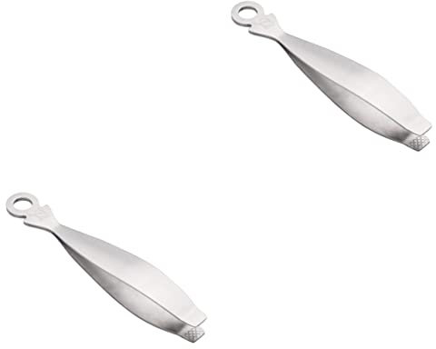 TOPBATHY 2pcs Stainless Steel Tweezers Flat Cooking Tweezers Fish Bone Pliers for Aquascaping Crafting