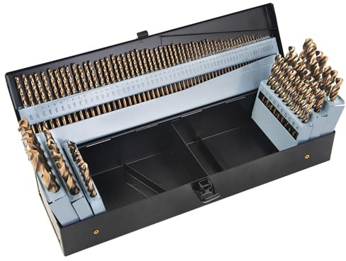 KENDO 115 Pieces Cobalt Drill Bit Set, M35 High Speed Steel Bits Twist Jobber Length Drill Bit Kit for Metal, Cast Iron, Stainless Steel, Plastic and Wood with Storage Case, 1/16-1/2 | 115PCS M35 cobalt jobber-length twist bit kit, 1/16-1/2 inch, with storage case for metal, cast iron, wood and plastic