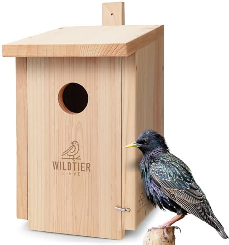 wildtier liebe Starenkasten Großer Nistkasten für Stare - Vogelhaus Nistkasten für Star aus Unbehandeltem Massiv-Holz, Starennistkasten Wetterfest und Artgerecht nach NABU