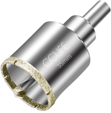 CCLIFE 35mm Sega a Tazza Diamantata, Punta Diamantata con Punta di Guida Centrale, frese a tazza rivestita con punta diamantata per Piastrelle, Porcellana, Vetro, Marmo, Ceramica
